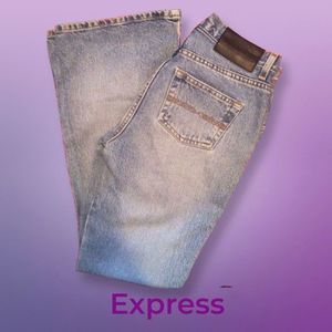 Express Jeans. Size 3S Med wash with Extreme Flare EUC